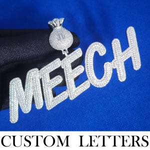 Collana con cauzione per borsa porta soldi con lettere personalizzate, ciondolo con nome e diamanti CZ scintillanti, collana da uomo personalizzata, gioielli personalizzati, regalo di compleanno per lui