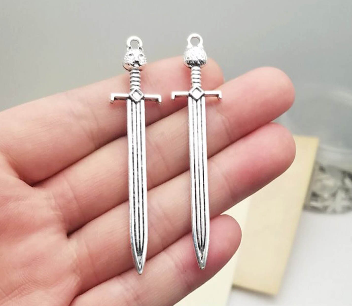 10pcs/lot sword charms Antique silver plated Sword charms | Etsy