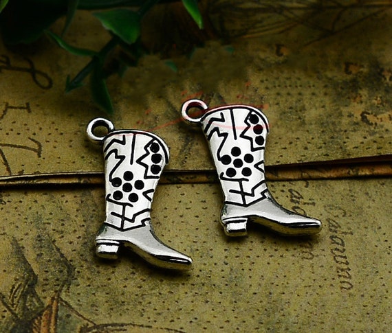 20pcs/lot Western Cowboy Boots Charms Jewelry Making Pendant Fit