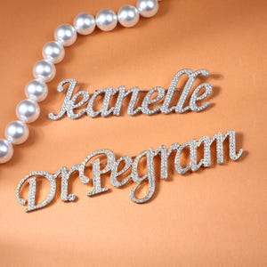 Custom handmade name brooch, Bling initials lapel pins, Monogram Dress Brooch, Word Lapel Pin, Bridesmaid Gift, Gift for Him, Gift for Her