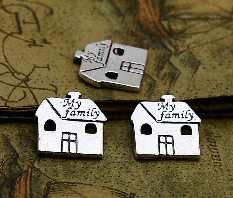30pcslot house charms Antique silver plated Family home House charms pendants DIY supplies Jewelry accessories 16x15mm