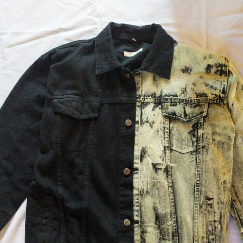 Black And White Denim Jacket.Combine Black and White Denim Jacket Korean Style Cruella - Etsy