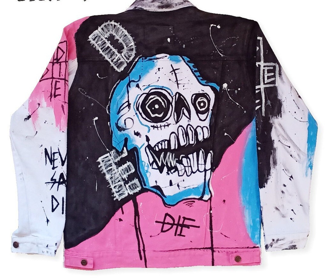 Hand Painted Lil Peep Rapper Custom in Denim Jacket Street