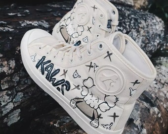 hand painted companion Sneakers Tie Sneakers street art