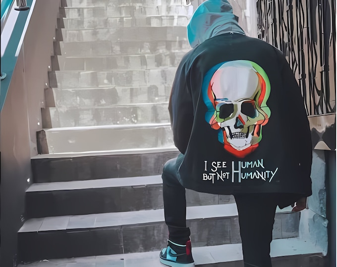 Featured listing image: I See Human But Not Humanity Jacket Denim quote about humanity grunge style