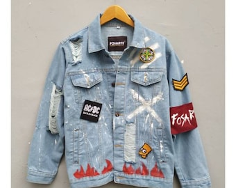Jean Jacket Nirvana Aesthetic Clothing Punk Rock | Etsy