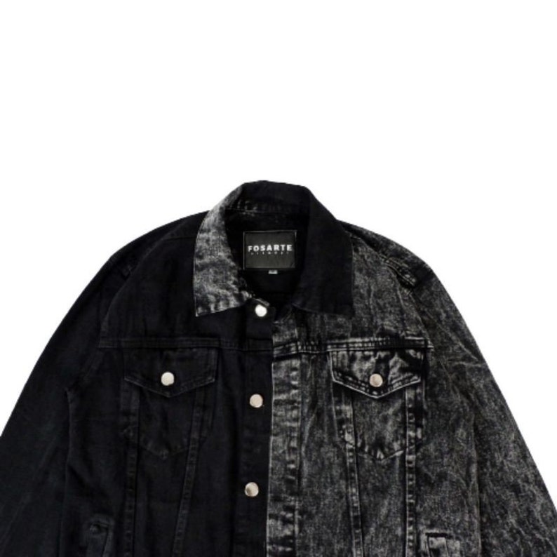 Combine black denim jacket korean style