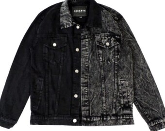 Combine Black Denim Jacket Korean Style Casual Look - Etsy