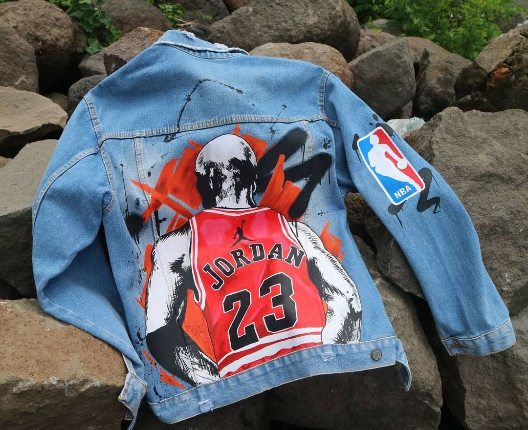 Ultra Game NBA Men's Distressed Multi-Team Denim Patch Jean Jacket