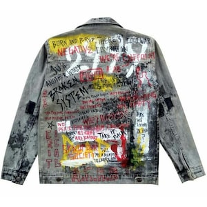 custom levis punk rock clothing aesthetic jacket manual drawing