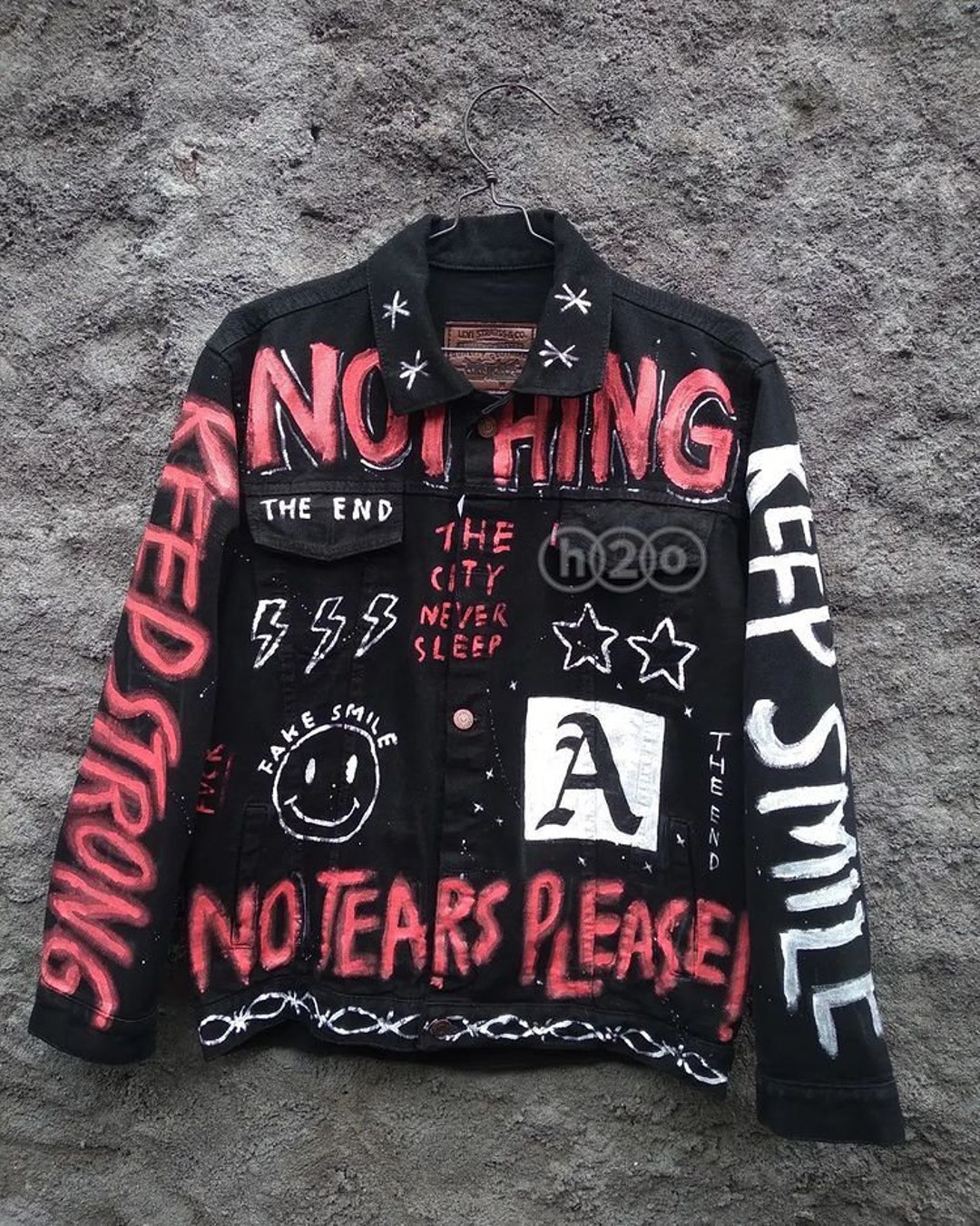 Black Denim Jacket Streetwear Rock Lovers Street Design Concert Outfit Ideas Etsy Canada
