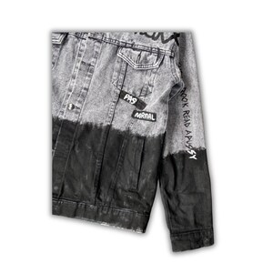 Black And White Denim Jacket 2026.Combine Black and White Denim Jacket Street Art Style Clothing Graffiti ...