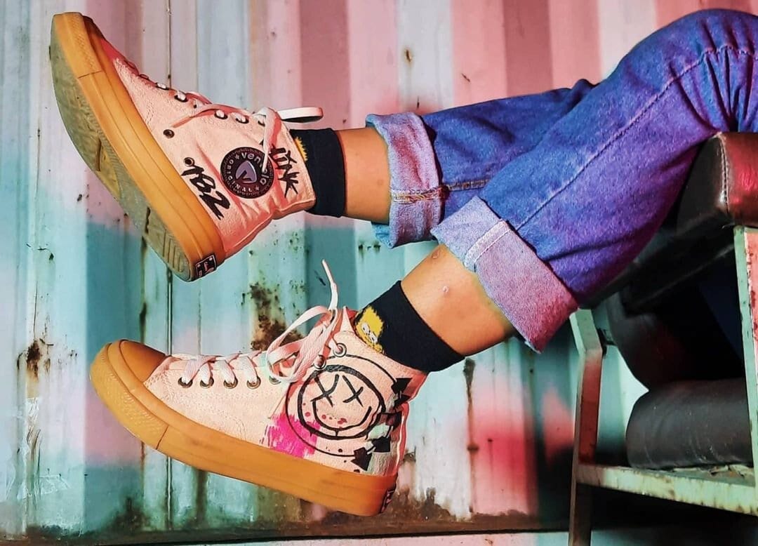Hand Painted Blink 182 Custom Shoes Punk Rock Street photo photo