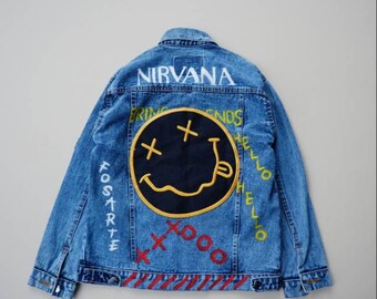 Jean Jacket Nirvana Aesthetic Clothing 