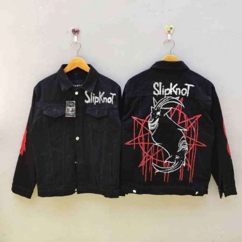 Hand Painted Slipknot in Denim Jacket Punk Rock Band Street - Etsy