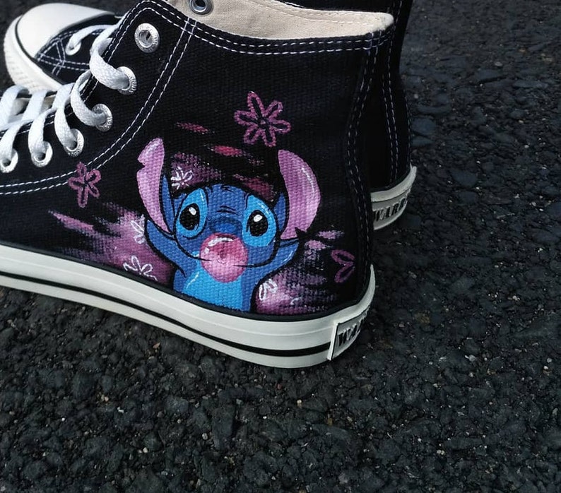 Cute Flower Shoe Design Painted Lilo & Stitch Cartoon Sneakers - Etsy