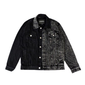 Combine black denim jacket korean style