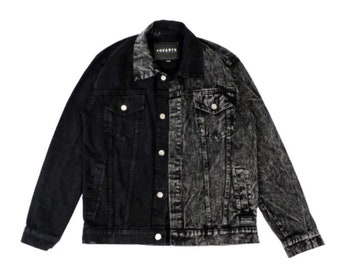 Combine Black Denim Jacket Korean Style Casual Look - Etsy