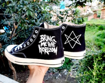 Glow in the Dark Hand Painted Bring Me the Horizon Shoes: Concert outfit ideas
