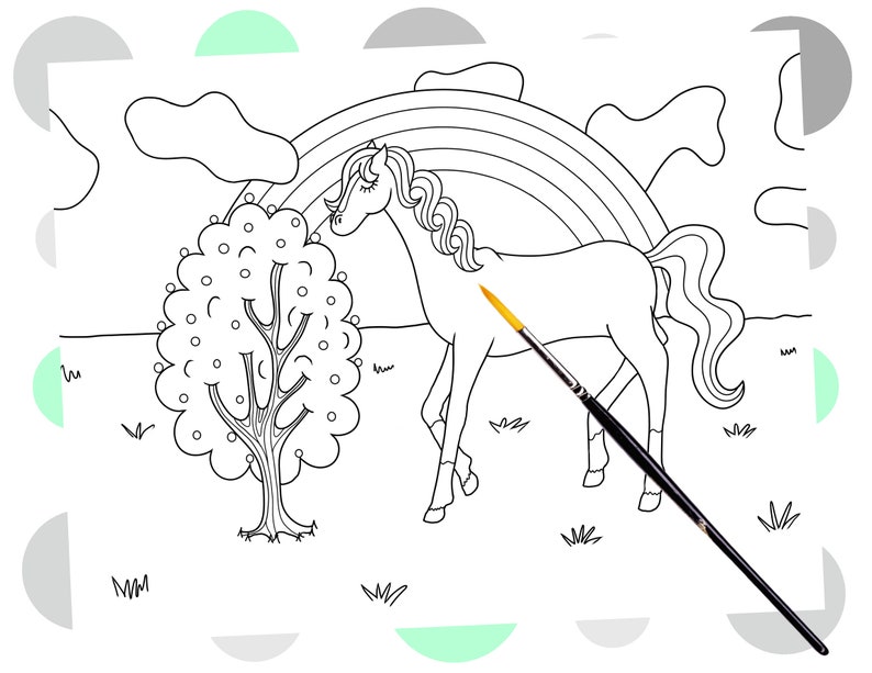 Lovely Rainbow Pony Coloring Page Coloring Pages for Kids | Etsy