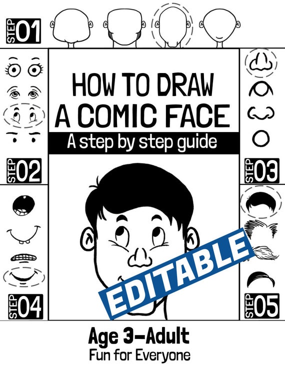 How to Draw a Comic Face Customizable and Commercial Usage | Etsy
