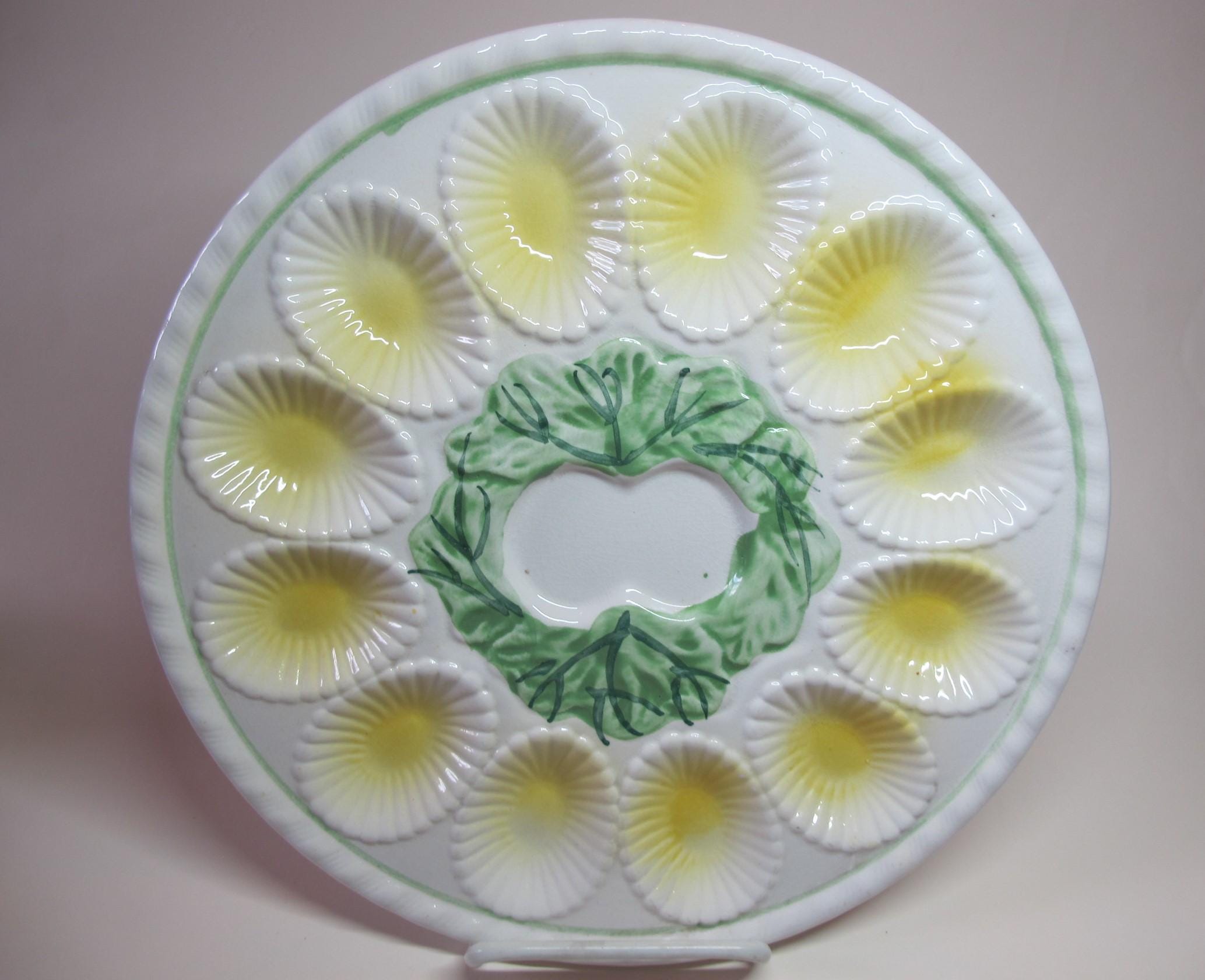 Assiette Vintage à œufs - Plateau De Service En Porcelaine Multicolore Brillant