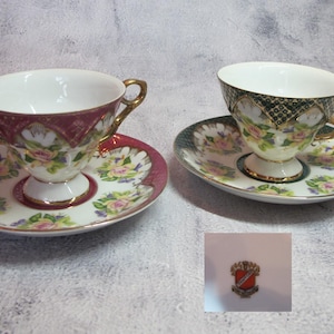 Shafford, two hand-decorated cup and saucer sets, Japan