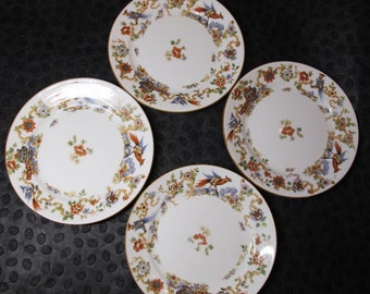 Ye Olde English, 4 Fine China Dessert Plates with Pheasants