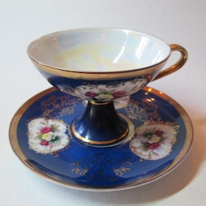 Shafford, hand-decorated cup and saucer,