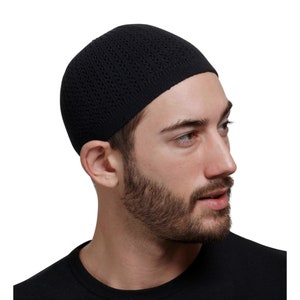 Wavy Threaded Cotton Kufi Beanie Hat in Solid Colors | Elastic