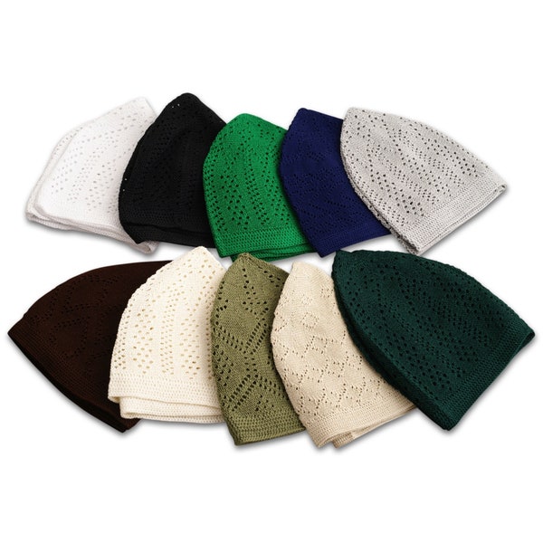 Ultra-Thin Cotton Crochet Skull Cap Kufis in Solid Colors