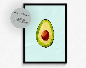 Avocado Poster, Veggies Print, Kitchen Wall Art, Restaurant Decor