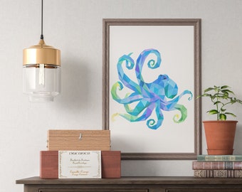 Octopus Wall Art, Ocean Creatures, Seaside Gift