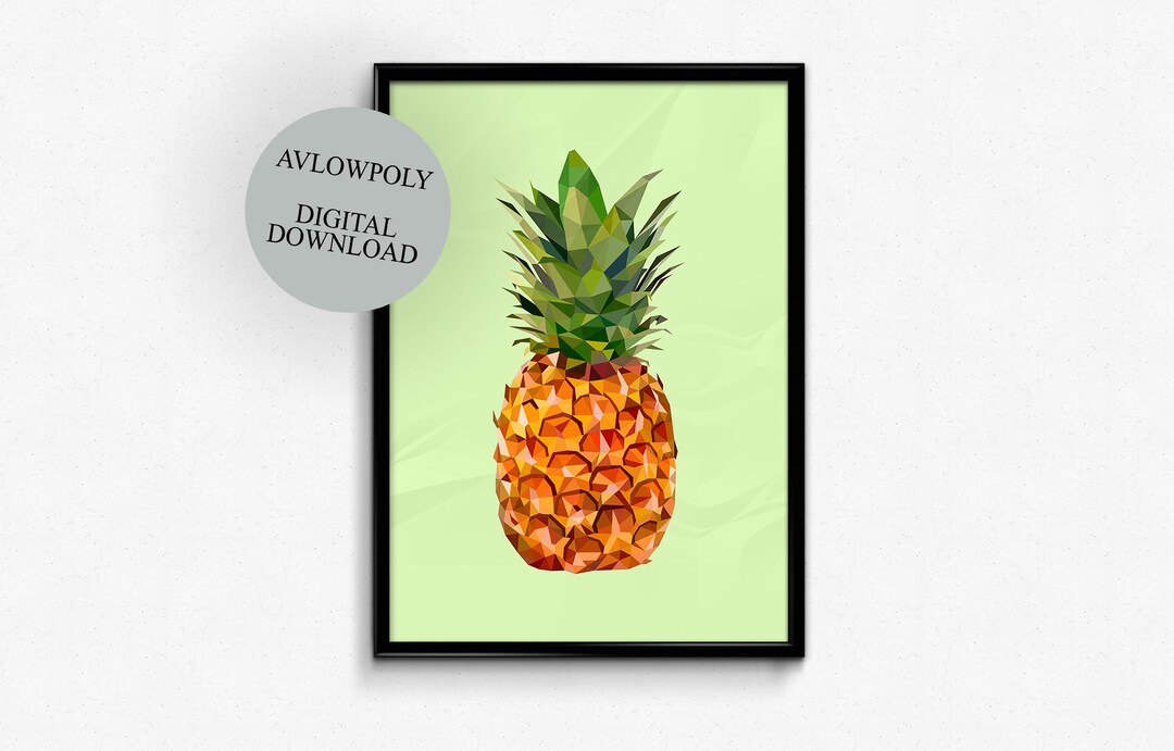 Pineapple Print, Tropical Fruit Wall Art, Kitchen Decor, Pineapple