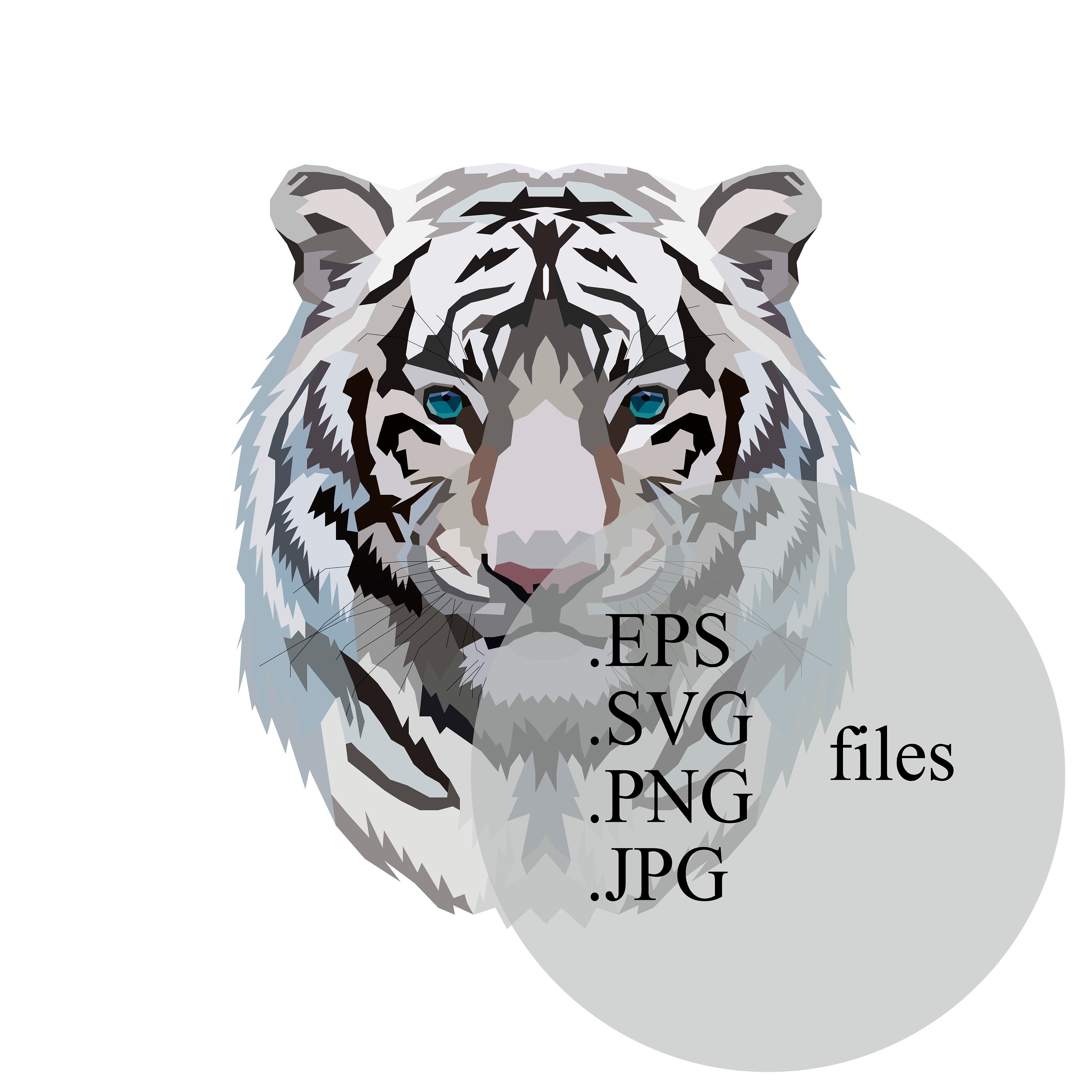 White Tiger Face Svg Wild Animal Head White Tiger Clipart Etsy