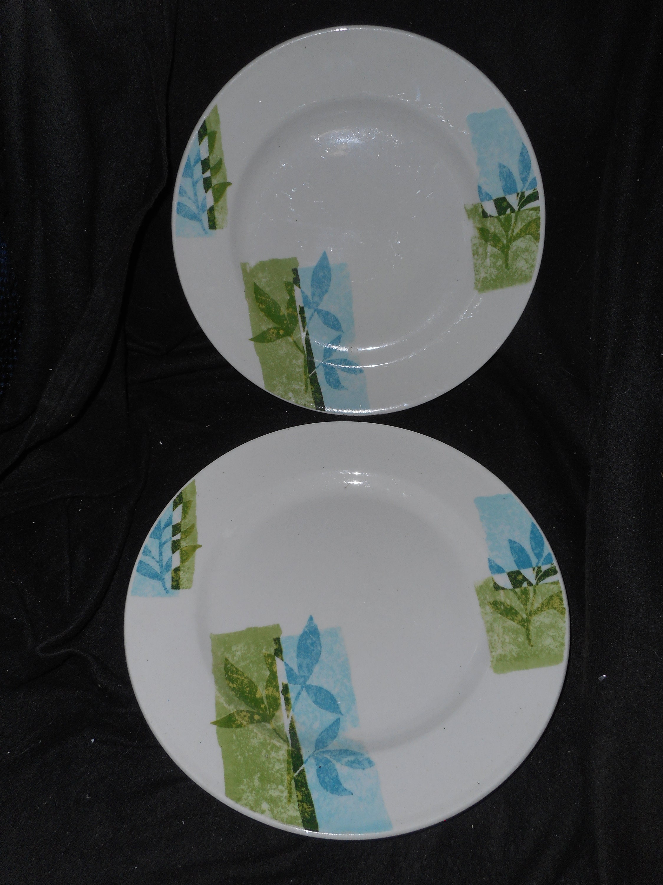 5 Leaves with Blue Green Dinner Plates Etsy