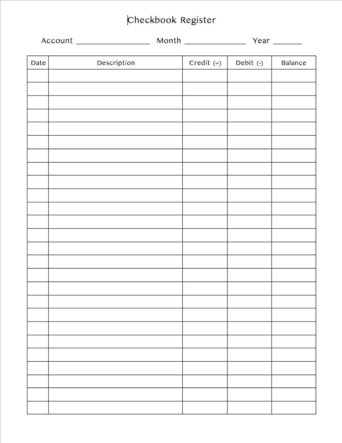 Checkbook Register PRINTABLE Etsy Checkbook Register PRINTABLE Etsy