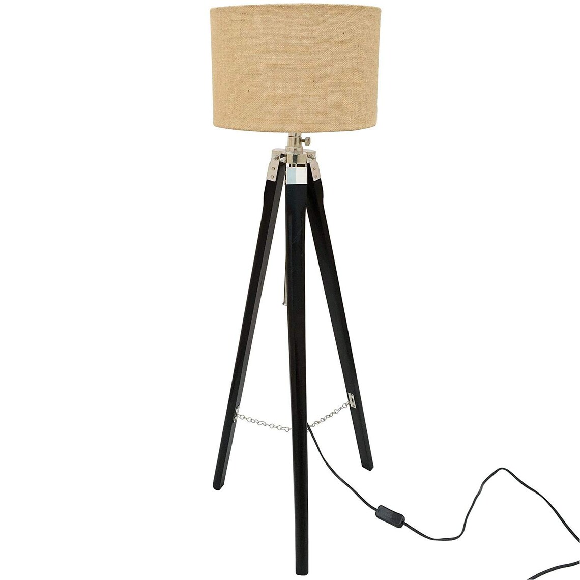 Wooden Tripod Floor Lamp Stand Without Shade and Bulb Black Etsy UK