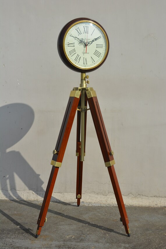 Vintage Style Wooden Floor Clock Antique Finish Stand Etsy