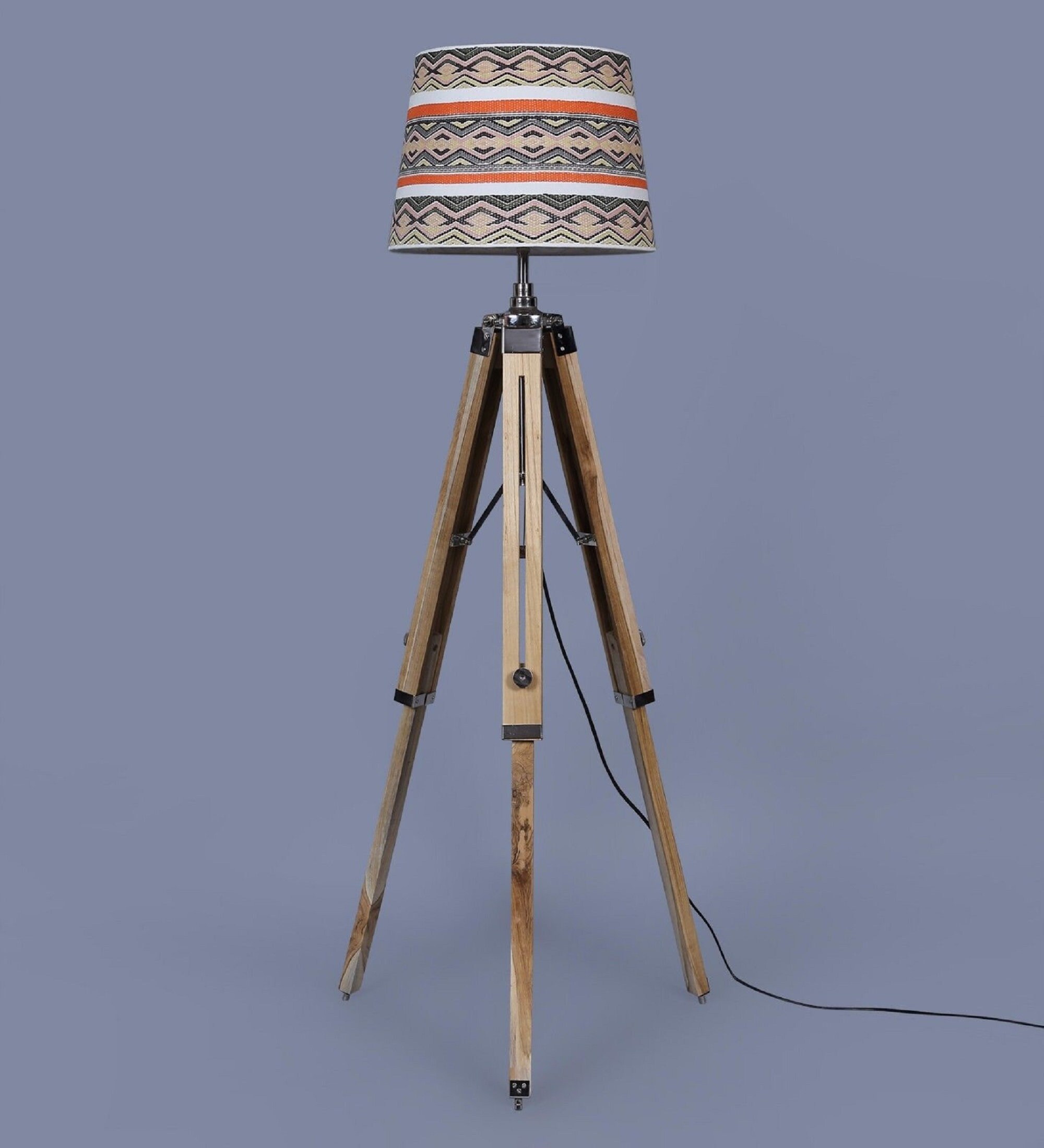 Tripod Floor Lamp Teak Wood Nautical Corner Lamp Without Shade Etsy