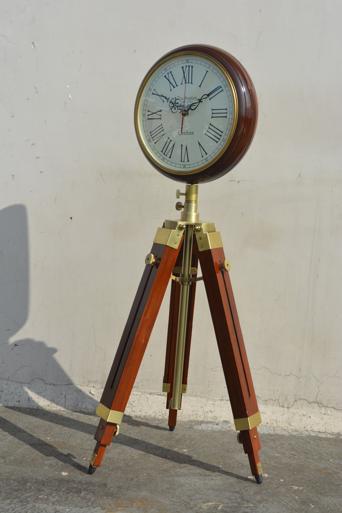 Vintage Style Wooden Floor Clock Antique Finish Stand Etsy