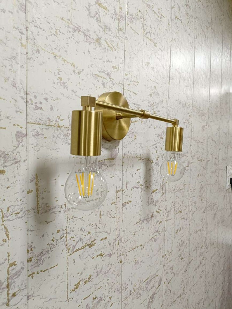 Bathroom Vanity Light Wall Sconce Raw Brass Mid Century - Etsy