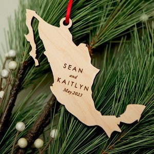 Mexico Map Ornament, Personalized Keepsake Cancun Travel Ornament