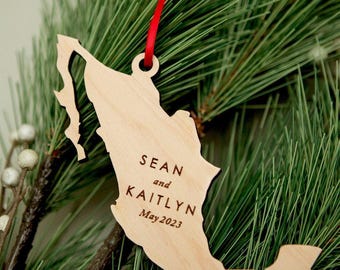 Mexico Map Ornament, Personalized Keepsake Cancun Travel Ornament