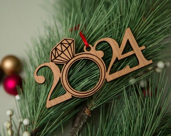 Engagement Ornament 2023 or 2024, our first Christmas engaged holiday engagement gift wedding ring ornament