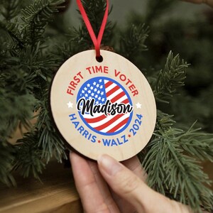 First Time Democratic Voter Ornament 2024, Harris Walz Election Keepsake Ornament