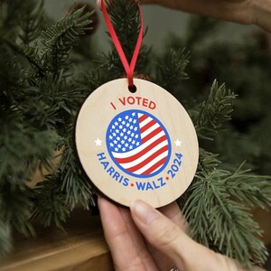 I Voted Democratic Voter Ornament 2024, Harris Walz Election Keepsake Ornament