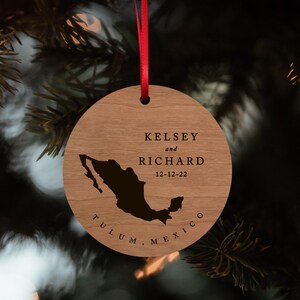 Mexico Christmas Ornament Cancun Tulum Cabo Riviera Maya Mexico Travel Ornament Cherry Wood
