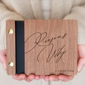 Reasons Why I Love You | anniversary gift for him, boyfriend, girlfriend, husband, wife | mini photo album | wood paper leather anniversary