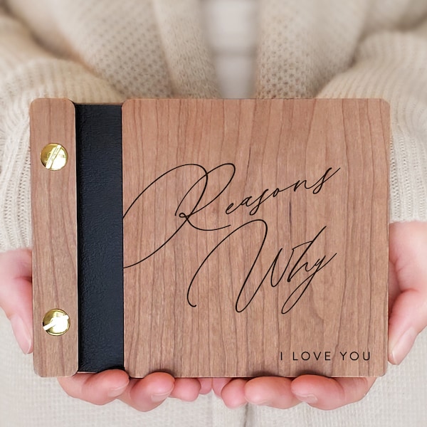Reasons Why I Love You Mini Album | 1st Paper Anniversary Gift for Husband or Wife, 5th Wood Anniversary Gift for Husband or Wife
